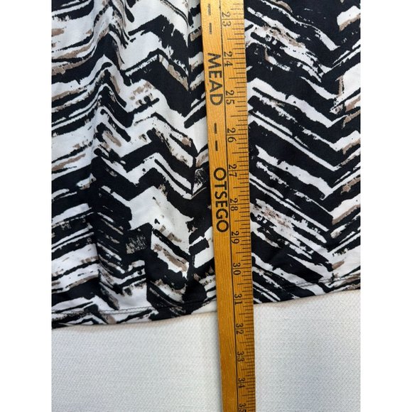 AGB Woman Long Sleeve Top Blouse 3X Black & White Geometric Print Stretchy Casua - Picture 6 of 10